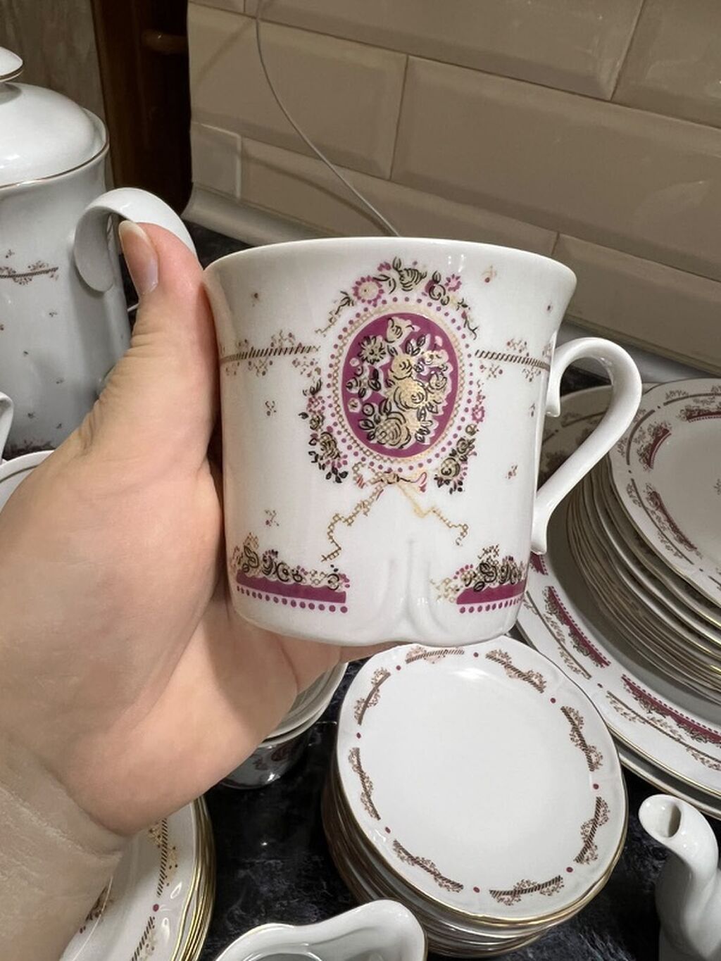 Çay dəsti, rəng - Ağ, Farfor — Mallar, Bakı (2)