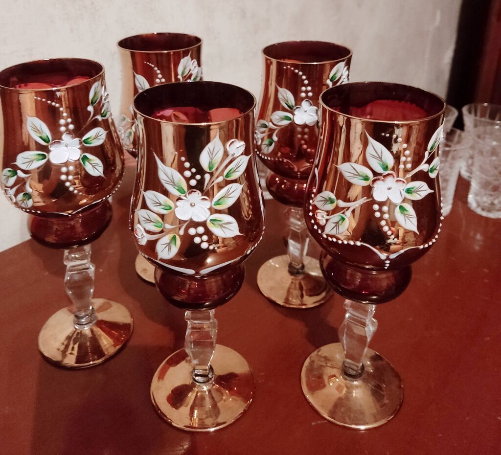 Qədəhlər, rəng - Qızılı, Şüşə, Çexiya — Mallar, Bakı (2)