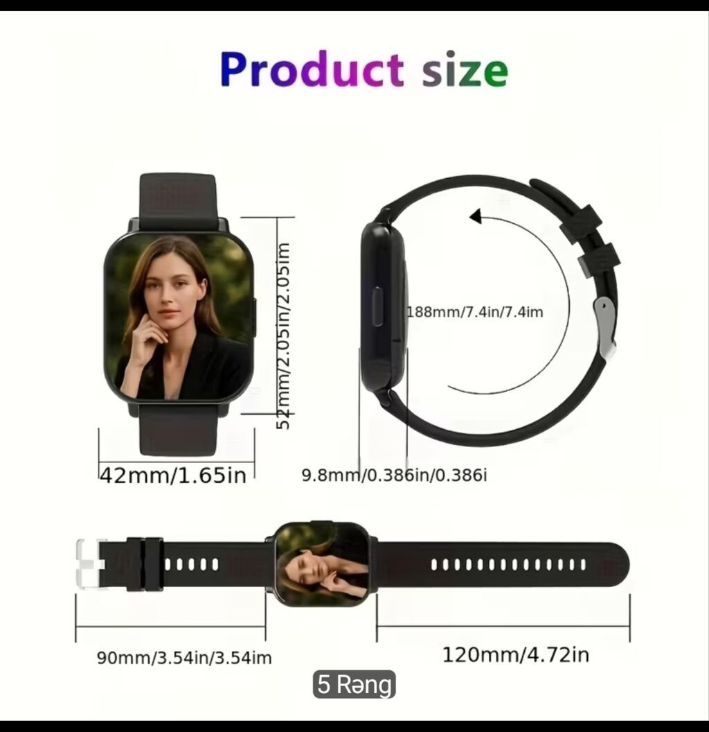 Yeni, Smart saat, Sensor ekran, rəng - Qara — Aksesuarlar, Bakı (2)