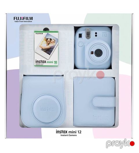Fujifilm Instax Mini 12 instant kamera dəsti. Dəstə şəkildə görünən