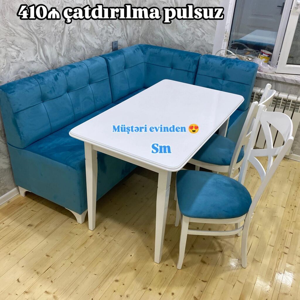 Mətbəx üçün künc dəsti Tərkib: - Künc divan - Masa - 2 ədəd stul — Mebel, Digah (7)