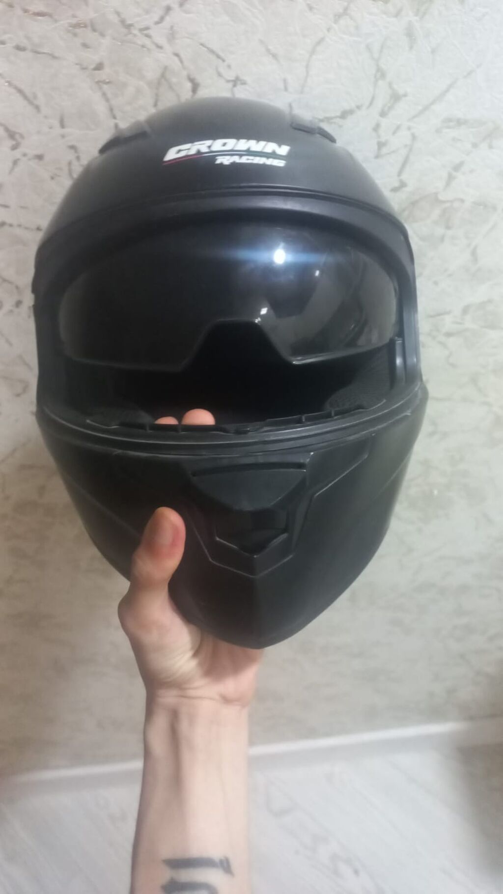 Crown Racing tam üzlü motosiklet dəbilqəsi - Rəng: mat qara - — Avto, Bakı (5)