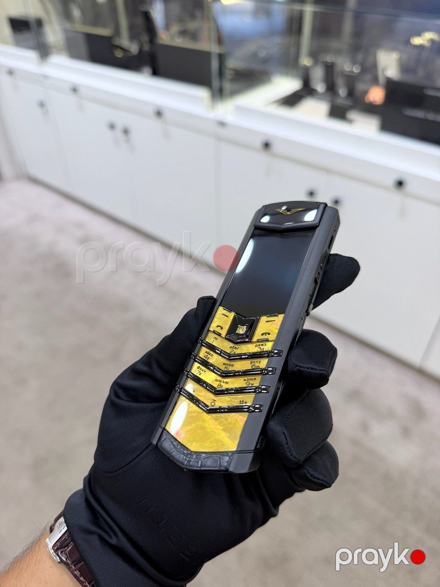 Vertu Signature S Design Sapphire Yellow Gold Black Alligator 4GB — Smartfonlar, Bakı (4)
