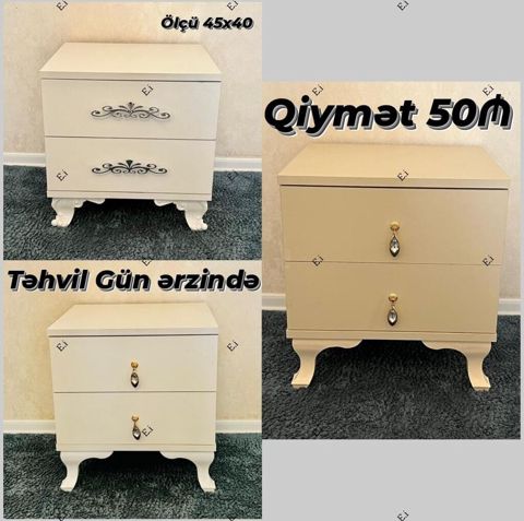İki çekmecəli komod/yataq otağı tumbası - Ölçü: 45x40 sm (şəkildə — Sumqayıt
