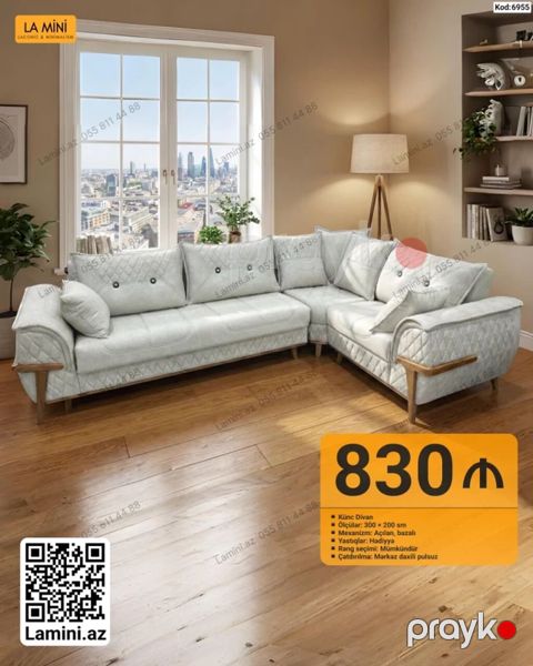 Künc divan – La Mini - Ölçülər: 300 200 sm - Mexanizm: Açılan — Bakı