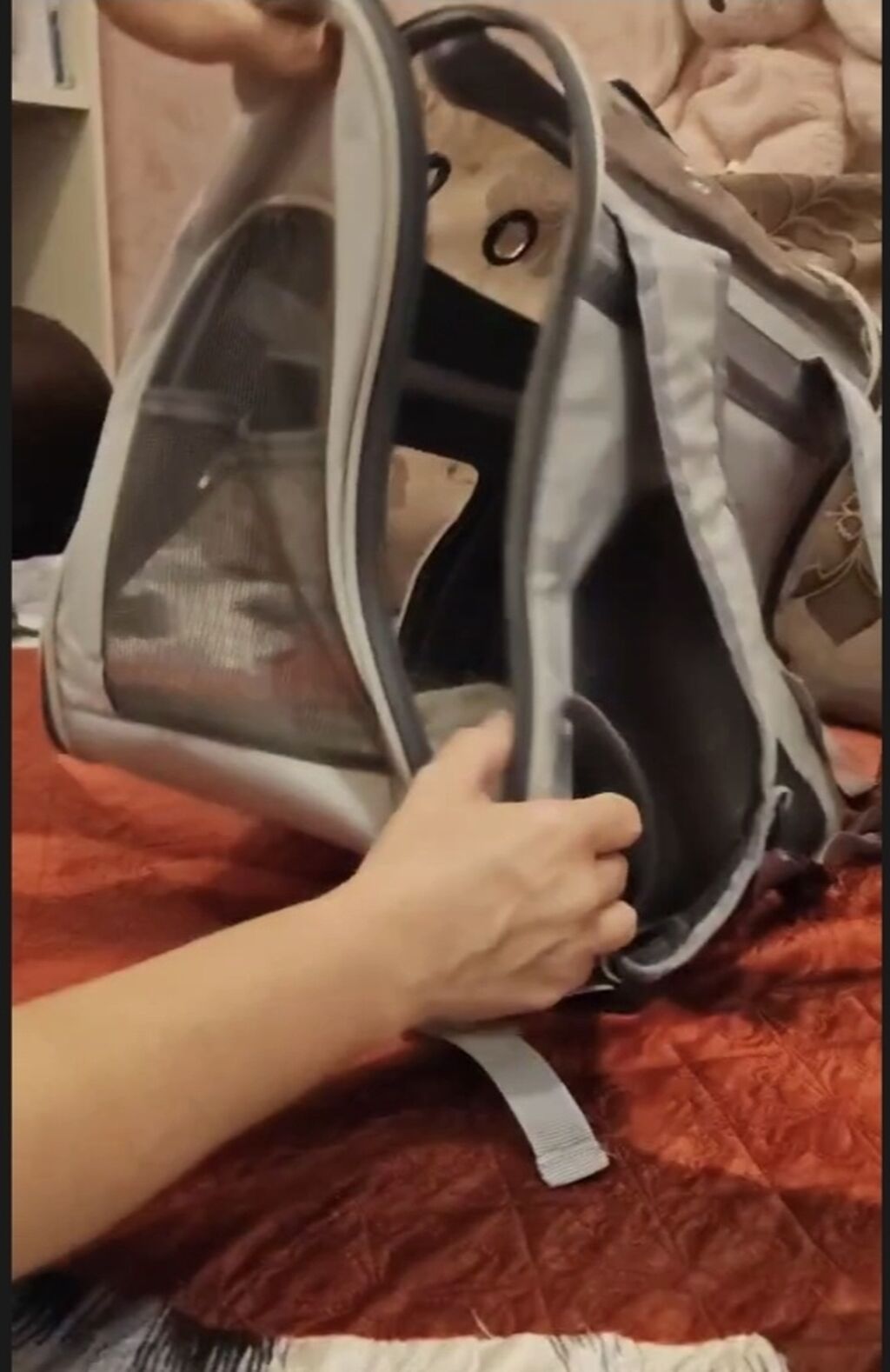 Ev heyvanları üçün daşıma çantası/backpack tipli daşıyıcı. Açıq boz — Heyvanlar, Bakı