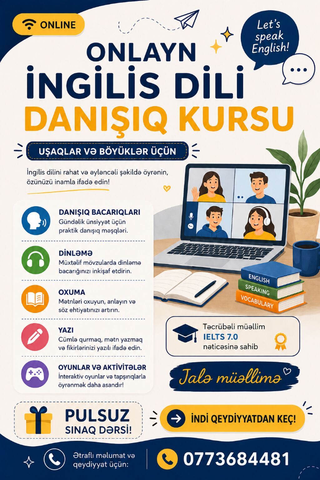 Əlaqə üçün WHATSAPPdan YAZIN) İngilis dilində sərbəst danışmaq — Təlim, kurslar, Naxçıvan
