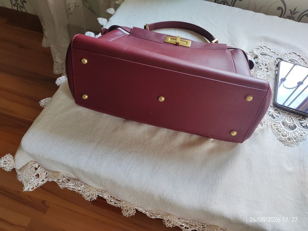 Fendi Peekaboo üslubunda bordo rəngli dəri çanta. Zərif və klassik — Çantalar, Sumqayıt (5)