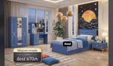Mavi rəngdə yataq dəsti təqdim olunur. Dəstə yataq, 2 qapılı güzgülü — Furniture