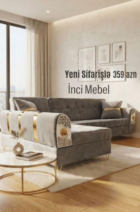 Künc divan, Qonaq otağı üçün, Vеlur parça, Bazalı, Açılan, Kitab — Bakı