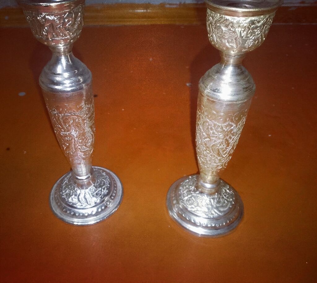 Dekorativ metal şamdan dəsti və qaşıq dəsti.Qədimi və dekarativ — Mallar, Digah (4)