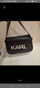 Karl Lagerfeld çiyin çantası - Rəng: qara - Material: hamar — Çantalar