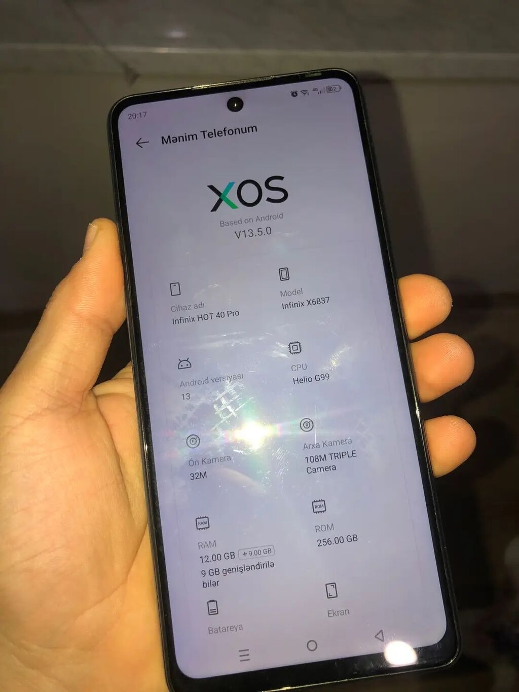 Infinix Hot 40, 256 GB, rəng - Mavi, Zəmanət, Sensor, Face ID — Infinix, Digah (3)