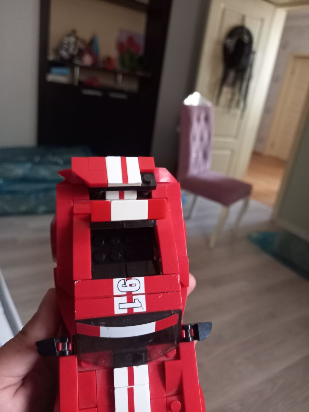 LEGO tərzində yığılan Porsche yarış avtomobili modeli. Oyuncaq qara və — Konstruktorlar, Xırdalan (7)