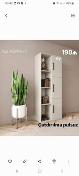 Ağ rəngdə çoxfunksiyalı kitab/şkaf modeli - Ölçü: 195×80×40 sm — Mallar