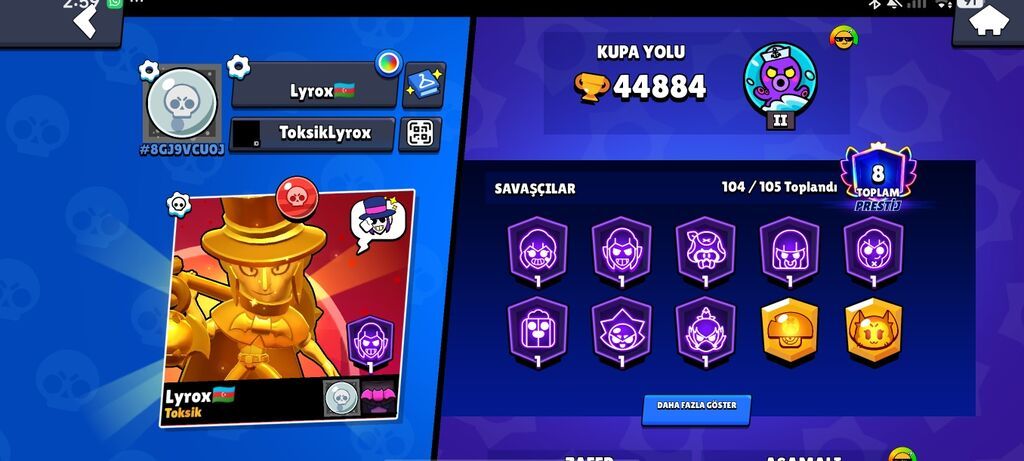 Brawl Stars hesabı – yüksək səviyyəli oyun profili - Kupa yolu: 44 — Digər, Mingəçevir (2)