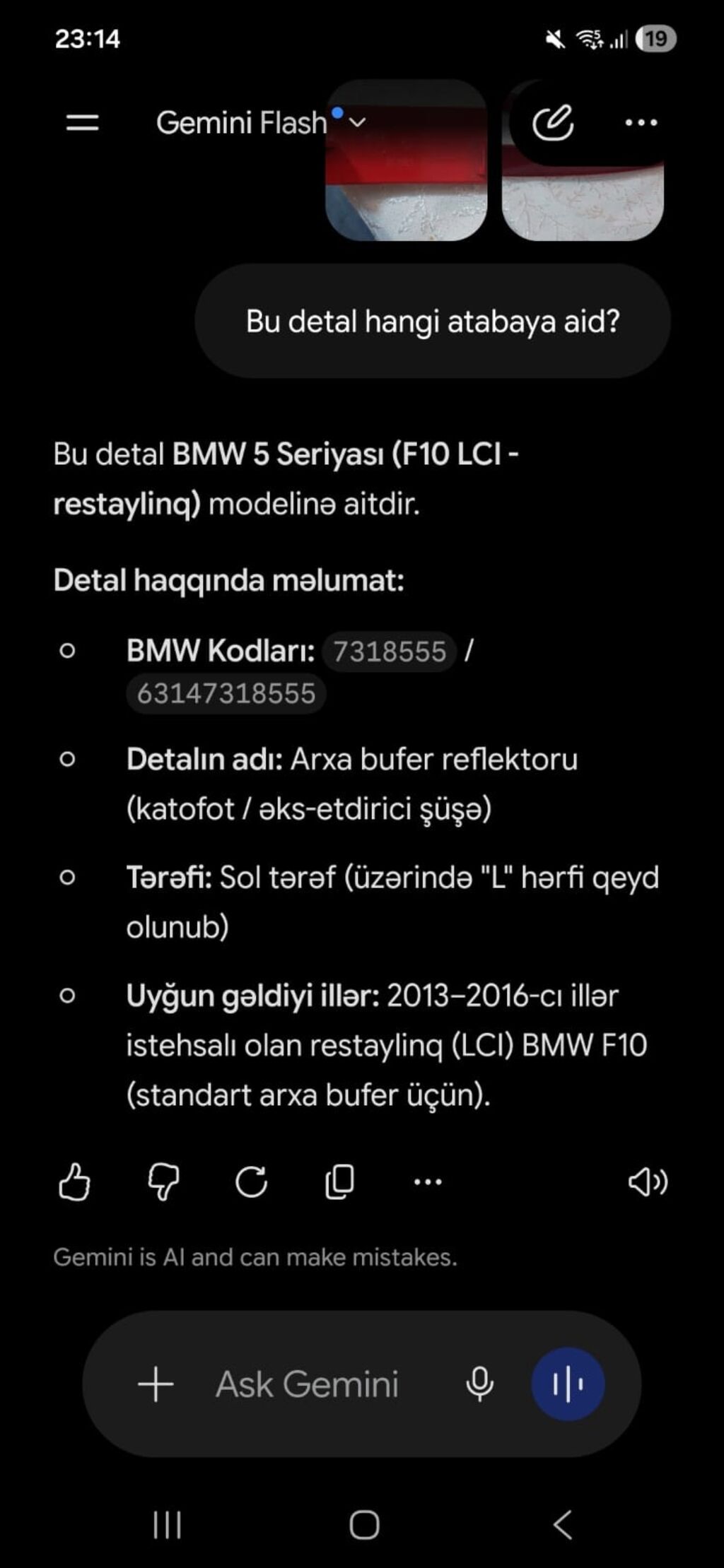 Məhsul: BMW 5 Series F10/F10 LCI üçün orijinal arxa bufer və əlavə sağ — Ehtiyat hissələri, Digah (3)