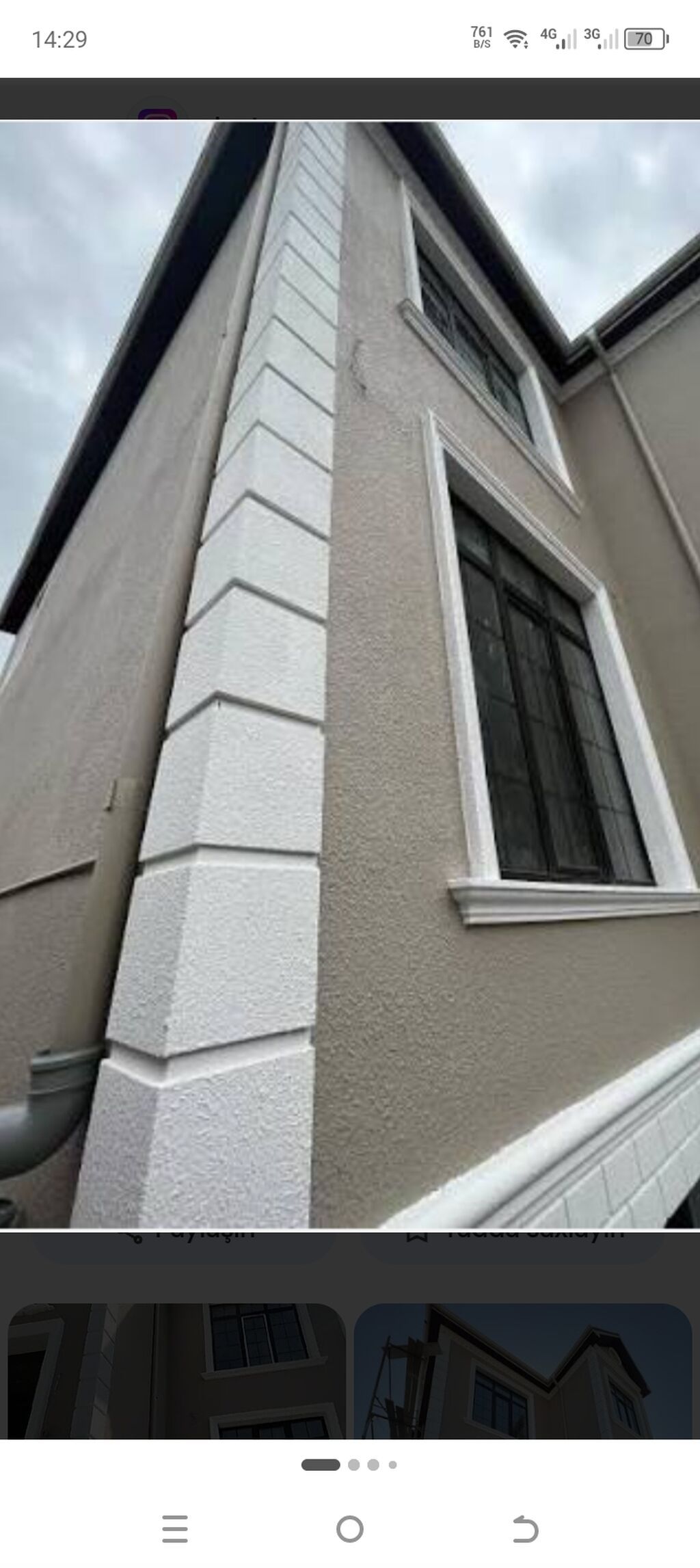 İşin xüsusiyyətləri: - Xarici divarlar üçün dekorativ teksturalı suvaq — Fasad işləri, Bakı (9)