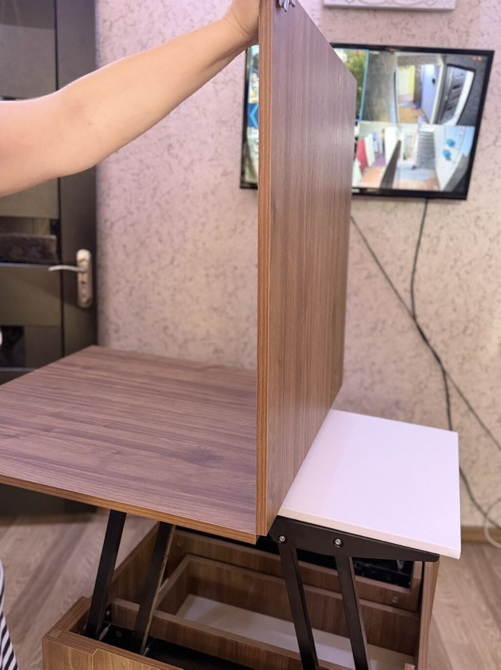 Kvadrat masa, Transformer, Təkərsiz, Teksturalı laminat — Mebel, Gəncə (4)