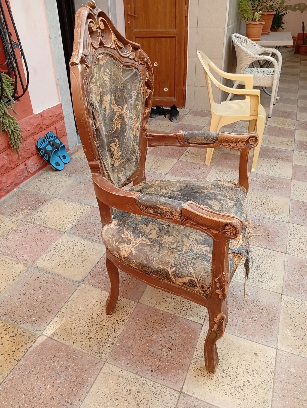 Antik üslubda oyma detallar ilə taxta kreslo - Klassik barok/rokoko — Kreslolar, Bakı (2)