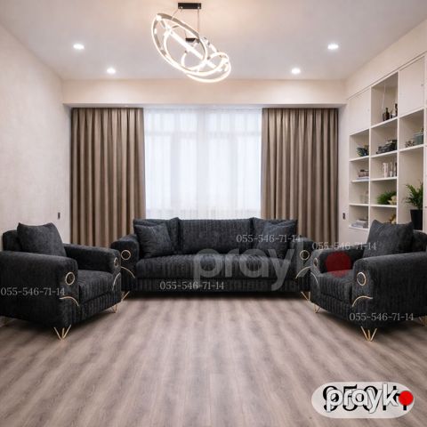 Qonaq otağı üçün 3-lü dəst: 1 ədəd üçlü divan + 2 ədəd kreslo - Rəng — Bakı