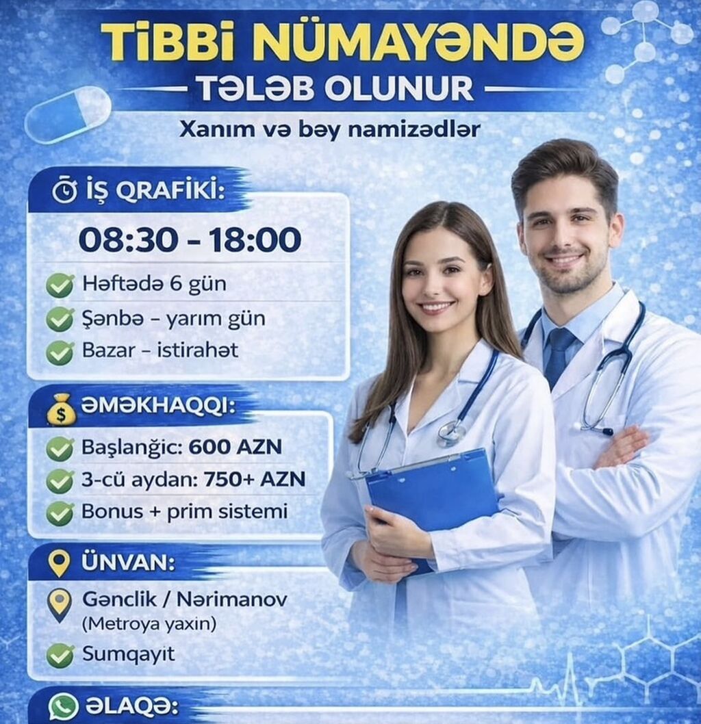 Həkim tələb olunur, İstənilən yaş, 6/1 — İş, Bakı