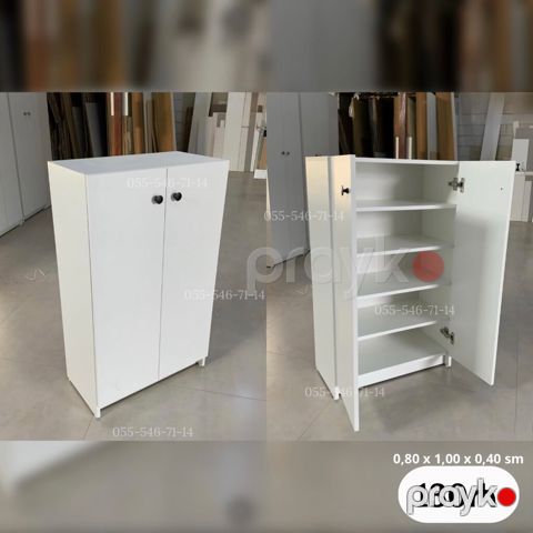 Ağ rəngli iki qapılı dolab - Ölçülər: 0,80 x 1,00 x 0,40 m — Bakı