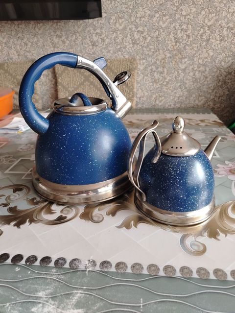Çay dəsti, rəng - Mavi, Metal