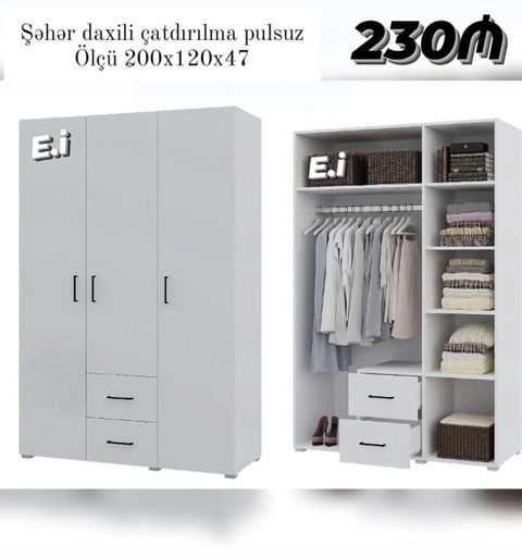 3 qapılı dolab Yep yeni 230 azn rəng seçimi var çatdırılma var — Saray