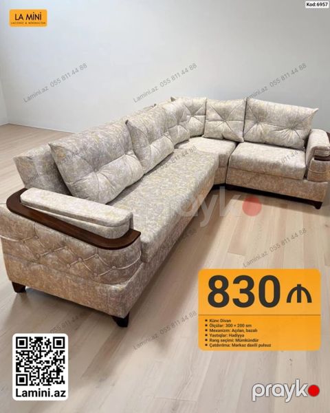 LA Mını künc divan - Model kodu: 6957 - Ölçülər: 300 200 sm — Bakı