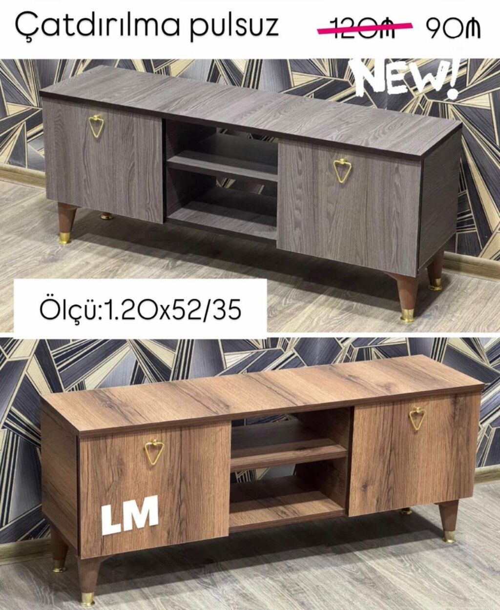 TV STEND / TV altı Yeni və sifarişlə. Qiymət : 90₼ Ölçü — Mebel, Bakı (3)