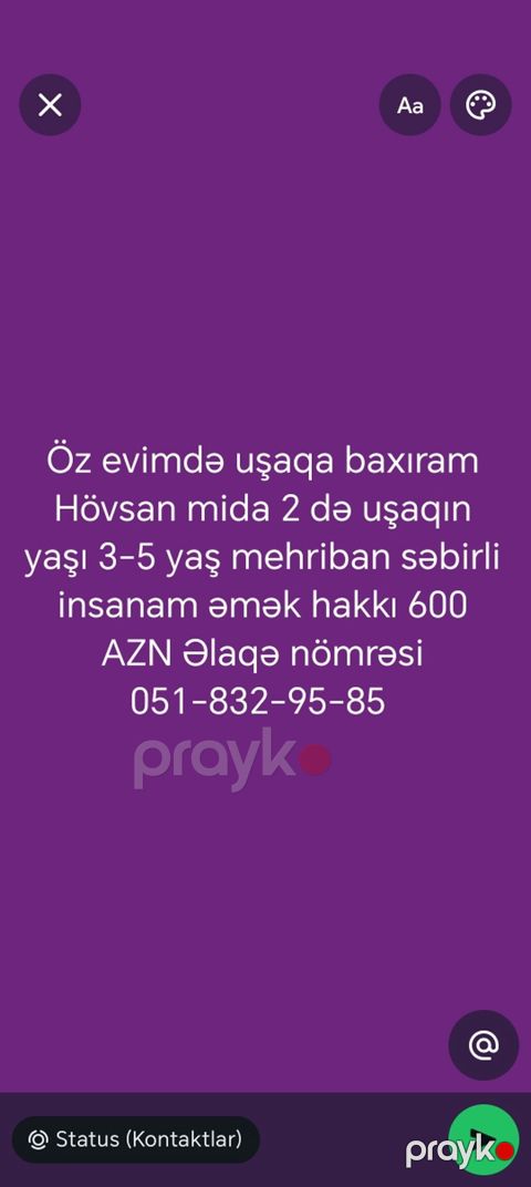 Hövsan qəsəbəsində, ev şəraitində uşaq baxıcılığı xidməti təklif — Bakı