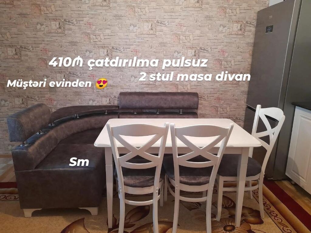 Mətbəx üçün künc dəsti Tərkib: - Künc divan - Masa - 2 ədəd stul — Mebel, Digah (6)