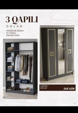 3 qapılı dolab Ölçüləri: - Hündürlük: 200 sm - En: 120 sm - Dərinlik — Товары