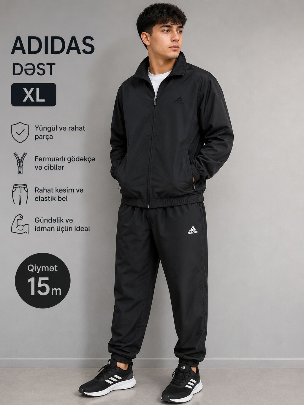 İdman dəsti, Adidas, XL, rəng - Qara — Şəxsi əşyalar, Bakı