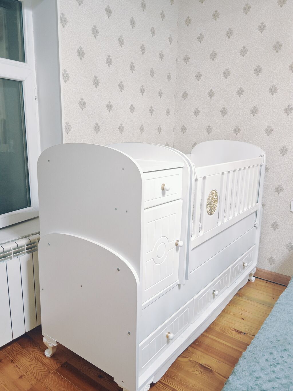 Aymimi brendinin çoxfunksiyalı beşik–komodu - Rəng: ağ - Material — Mebel, Göyçay (3)