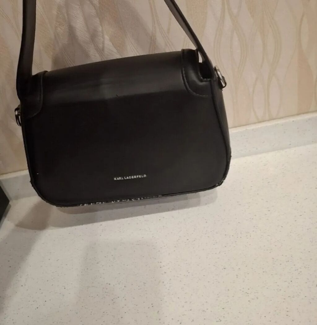 Karl Lagerfeld çiyin çantası - Rəng: qara - Material: hamar — Çantalar, Masazır (2)