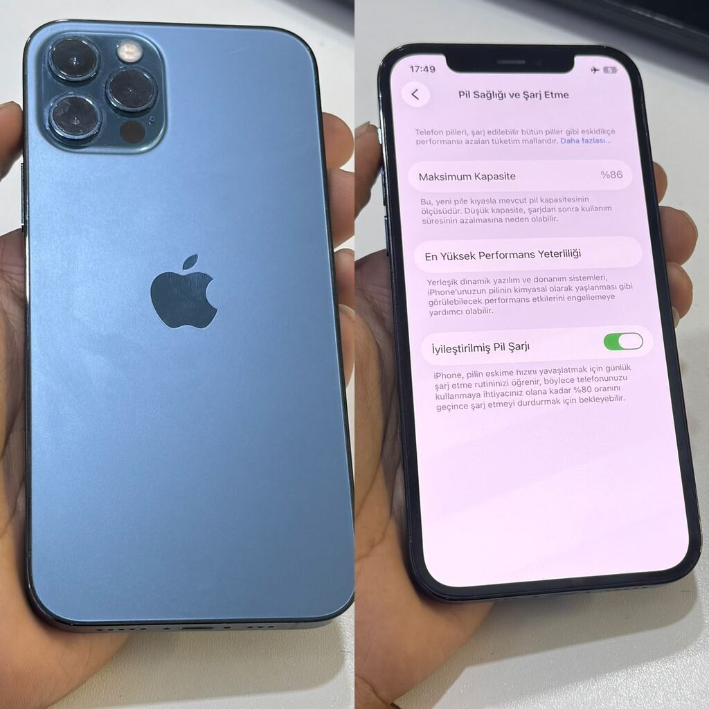 IPhone 12 Pro, 256 GB, Pacific Blue, Barmaq izi, Simsiz şarj, Face ID — Apple iPhone, Bakı