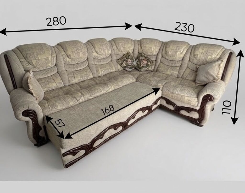 Künc divan, İşlənmiş, Açılan, Bazalı, Parça — Mebel, Zaqatala (3)