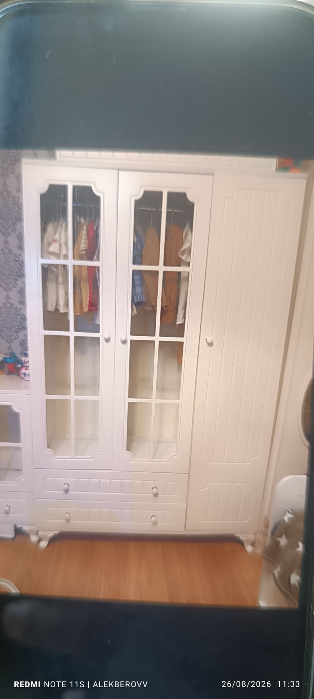 Uşaq otağı üçün ağ rəngli mebel dəsti satılır. Dəstə çarpayı, 3 qapılı — Mebel, Salyan (2)