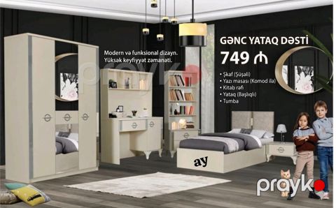 Gənc yataq dəsti – 749 ₼ Modern və funksional dizayn. Yüksək