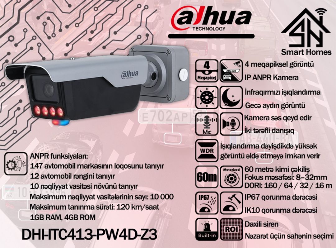 Dahua ANPR IP kamerası DHI-ITC413-PW4D-Z3 — Təhlükəsizlik sistemləri, Bakı