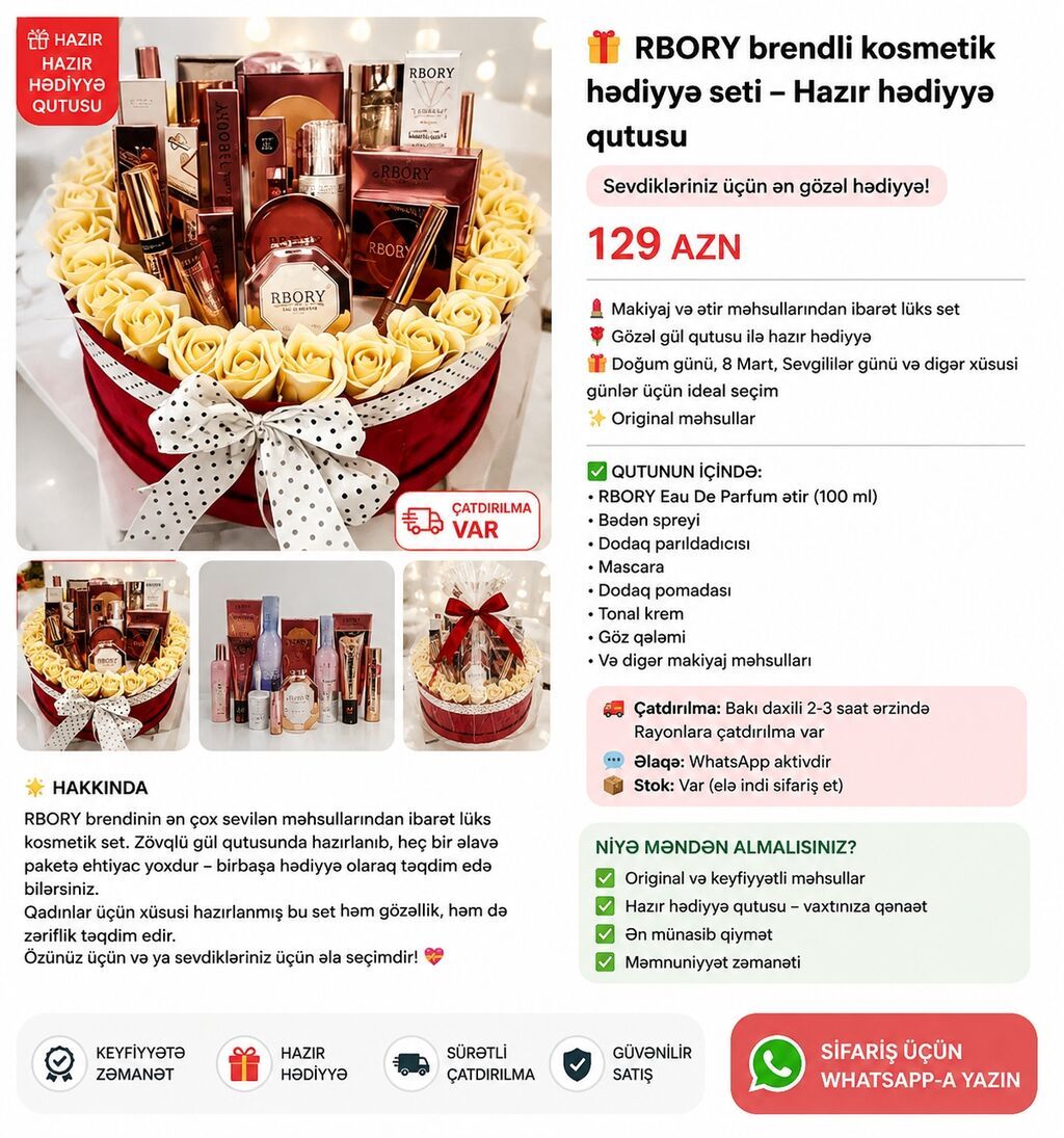 Kosmetik dəst, >10 məhsul, Yeni, Ödənişli çatdırılma — Gözəllik və sağlamlıq, Bakı