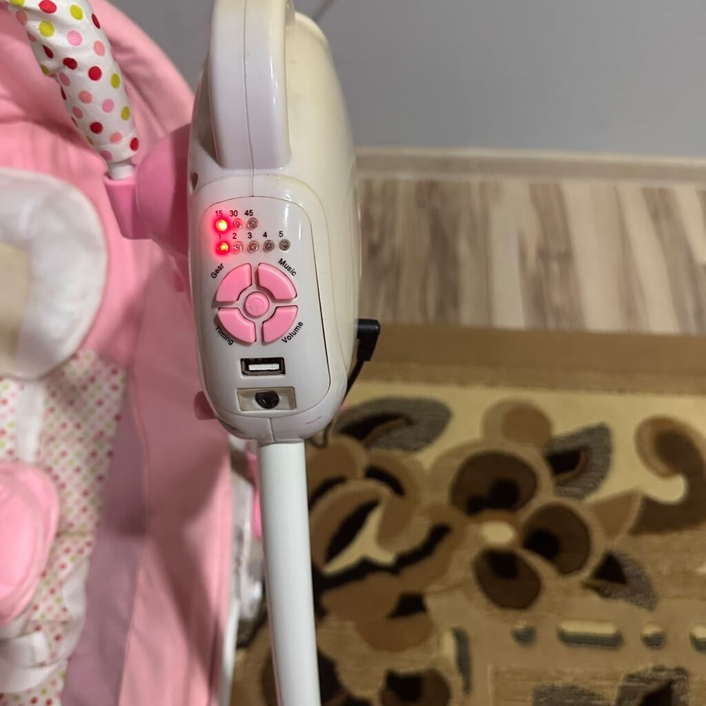 Uşaq üçün elektrikli yelləncək-beşik. Çəhrayı rəngdə, yumşaq — Mebel, Digah (5)