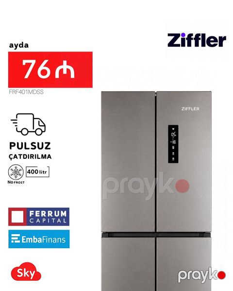 Yeni 4 qapılı Soyuducu Satılır, rəng - Qara, Kredit var