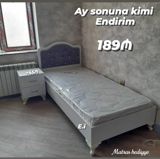 Tək nəfərlik çarpayı dəsti - Rəng: ağ gövdə, yumşaq toxumalı tünd boz — Mallar
