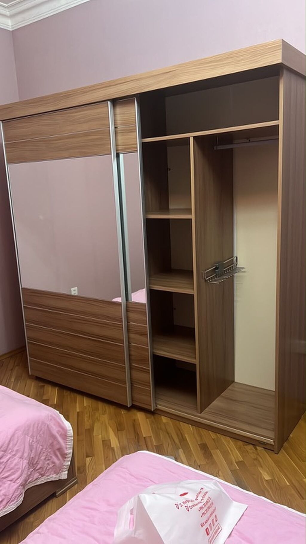 BELLONA Sürgülü Şkaf – güzgülü, çox bölməli - Material: ağac — Mebel, Bakı (3)