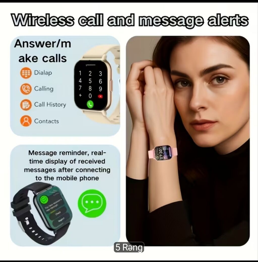 Yeni, Smart saat, Sensor ekran, rəng - Qara — Aksesuarlar, Bakı (5)