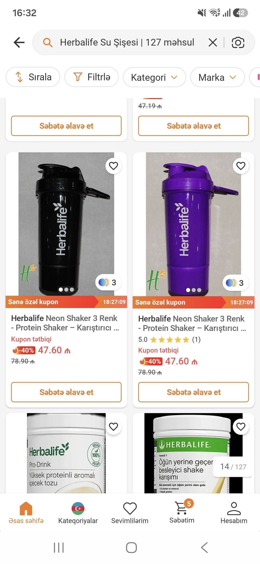 Herbalife shaker qabı Parlaq çəhrayı rəngdə, üzərində “HERBALIFE” — Mallar, Masazır (4)