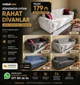 Divan, Yeni, Açılmayan, Bazasız, Vеlur parça, Şəhərdaxili pulsuz çatdırılma — mebel.aza